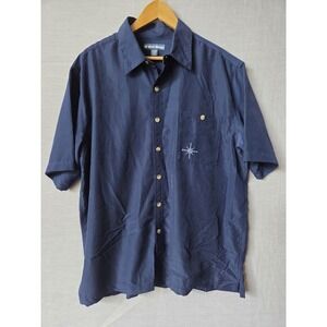 West Marine Button Down Shirt Mens XL Blue Embroidered Sailboat Nautical New